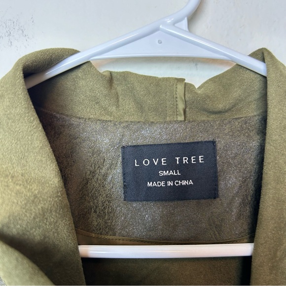 Love Tree Jacket Women’s Small Olive Green Faux Suede Moto Classic Casual Boho - Picture 4 of 11